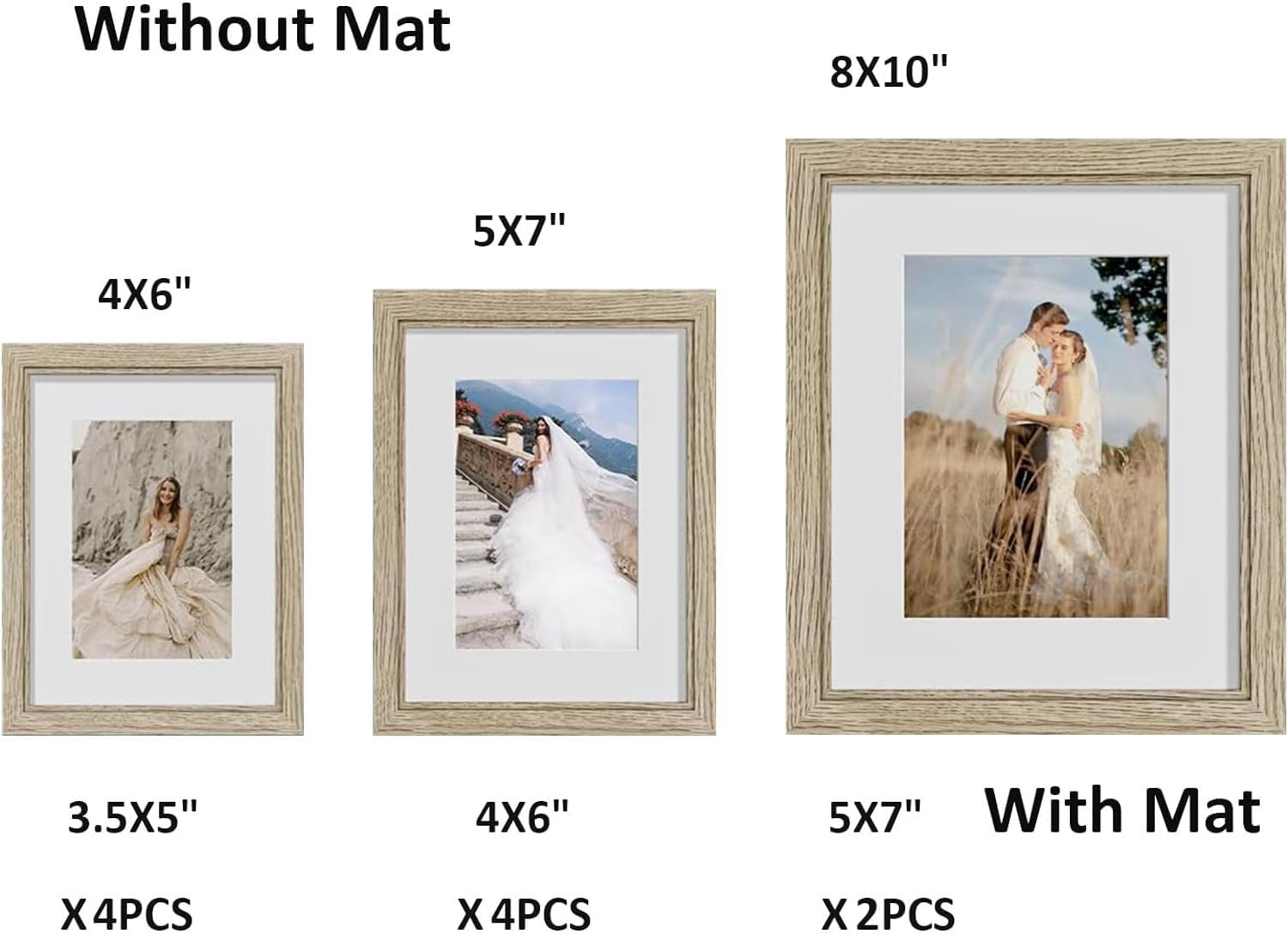 10 Pack Picture Frames Collage Wall Decor - Gallery Wall Frame Set with Mat for Wall Mounting or Tabletop Display, Including Two 8x10, Four 5x7, Four 4x6 Photo Frames, Real Glass - Image 3