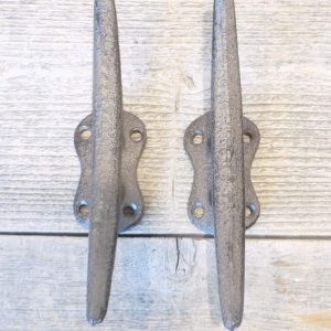 2 Cleat Nautical Wall Hooks 5 3/8" CAST Iron Drawer PULLS Cast Iron