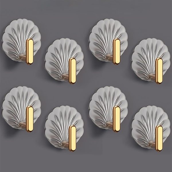 Decorative Heavy Duty Self-Adhesive Utility Hooks - Perfect for Hanging Keys, Coats, Towels, Purses, and More (8 Pack)