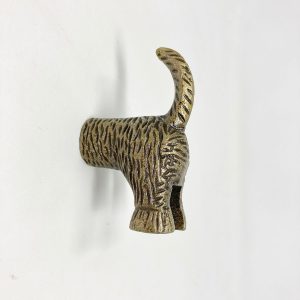 Dog Tail in Antique Brass Metal Drawer Knob or Hook Animal (Hook)