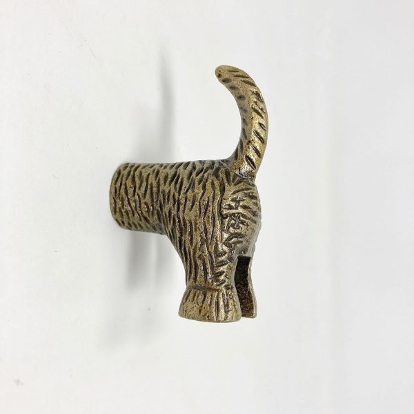 Dog Tail in Antique Brass Metal Drawer Knob or Hook Animal (Hook)