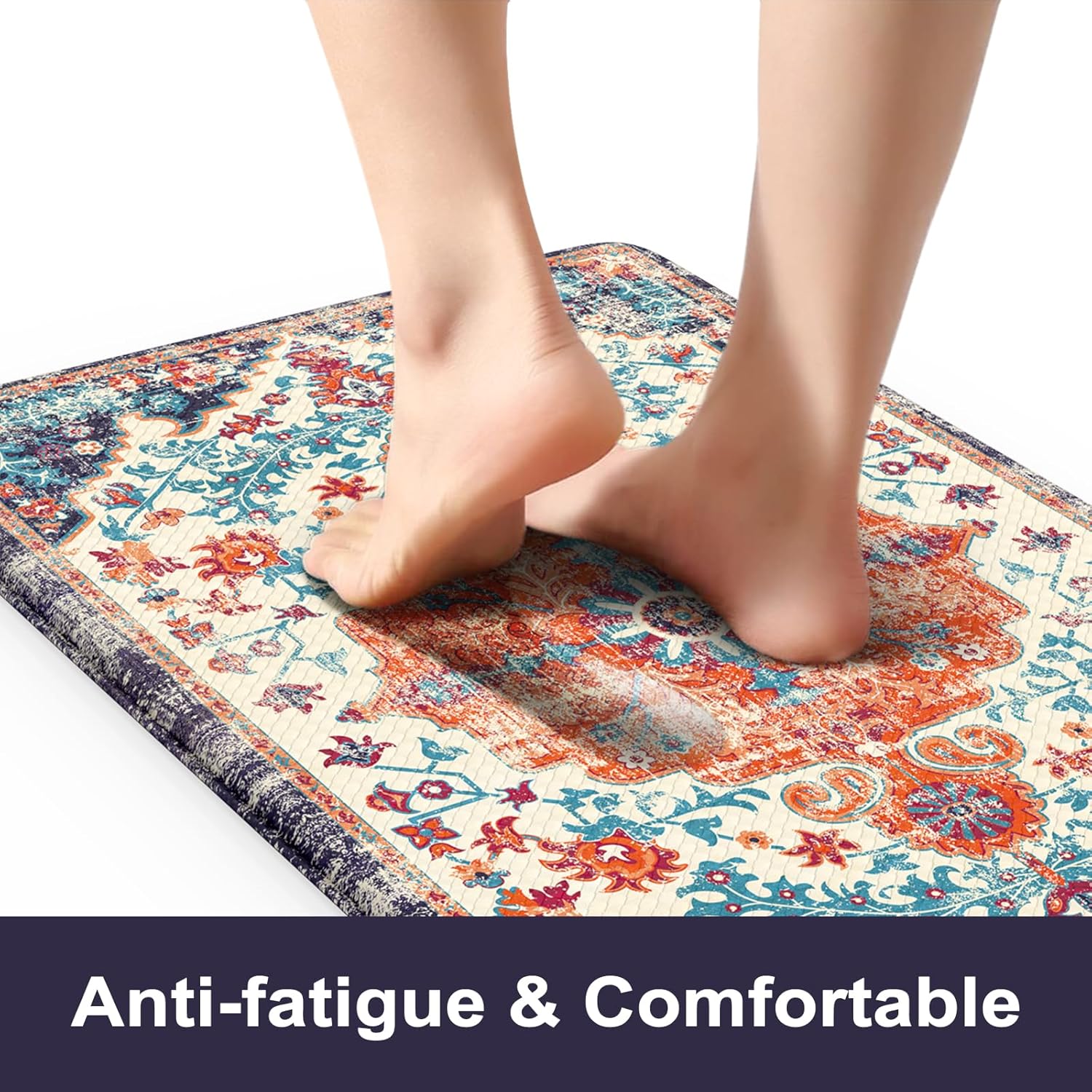 KIMODE Anti Fatigue Kitchen Mat, Boho Vintage Curacao