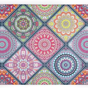 QiyI Anti Fatigue Kitchen Mat 1 Piece Boho Kitchen Rug Waterproof Oil Proof Runner Rug Floral Medallion Laundry Comfort Standing Mat Cushioned Area Doormat 17" W x 29" L - Ethnic Traditional Pattern