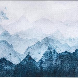 QIYI Floor Comfort Mat 1 Piece Kitchen Rug PVC Leather Waterproof Oil Proof Non Skid Laundry Ergonomic Standing Mat Anti Fatigue Foam Padded Area Doormat 17" W x 29" L - Blue White Watercolor Mountain