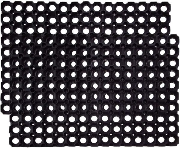 SafetyCare Interlocking Rubber Drainage Floor Mat - Anti-Fatigue - 24 x 16 inches - 2 Mats