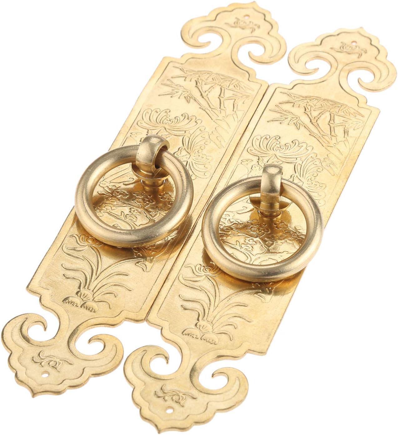 Yetaha Antique Ring Pull with Plate, 2PCS 15cm/5.91" Pure Copper Drawer Handles Furniture Knobs Hardware for Cabinet Dresser Closet Wardrobe Cupboard Kitchen Bedroom Decoration, with Screws - Image 5