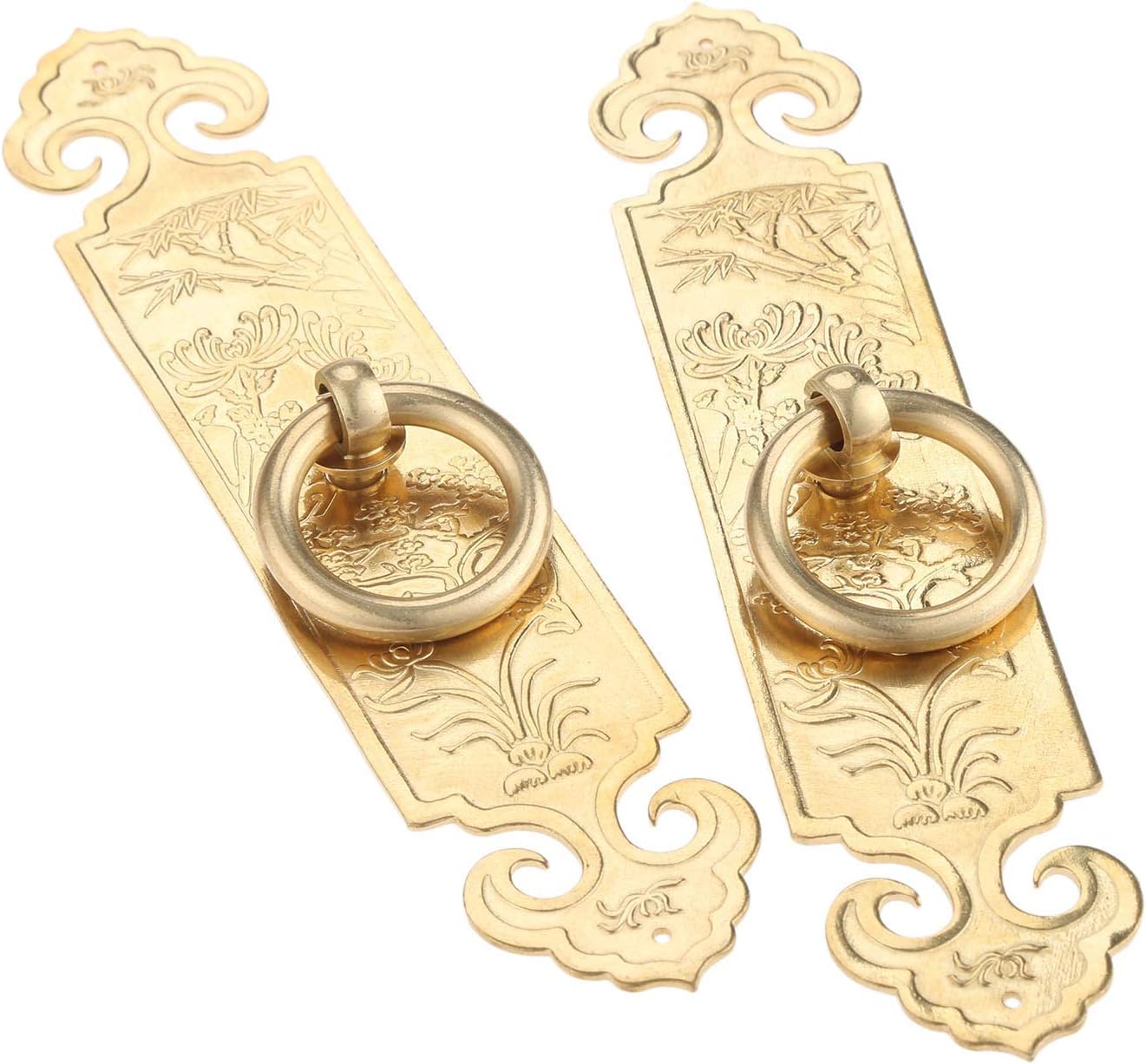 Yetaha Antique Ring Pull with Plate, 2PCS 15cm/5.91" Pure Copper Drawer Handles Furniture Knobs Hardware for Cabinet Dresser Closet Wardrobe Cupboard Kitchen Bedroom Decoration, with Screws - Image 6