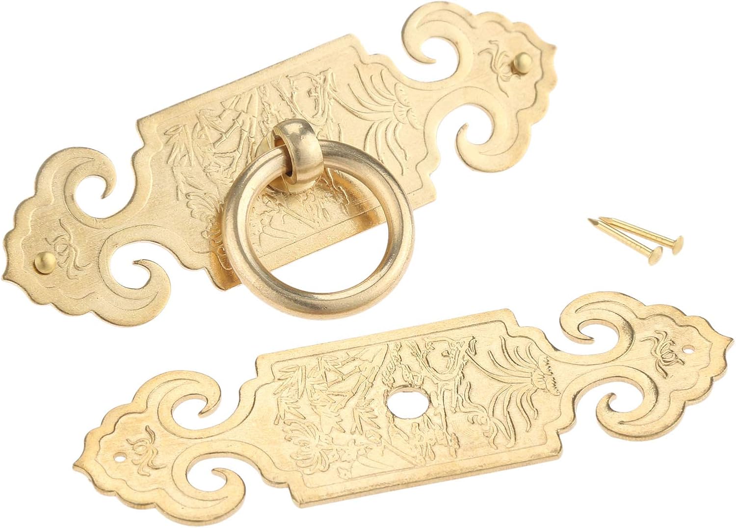 Yetaha Antique Ring Pull with Plate, 2PCS 15cm/5.91" Pure Copper Drawer Handles Furniture Knobs Hardware for Cabinet Dresser Closet Wardrobe Cupboard Kitchen Bedroom Decoration, with Screws - Image 7